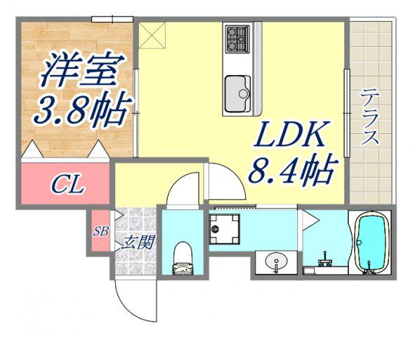 THE CROSS(1LDK/1階)の間取り写真