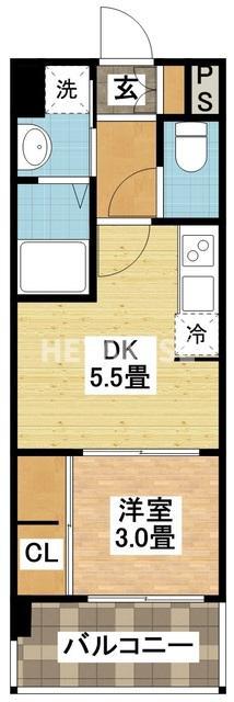 MODERN PALAZZO平和公園(1DK/4階)の間取り写真
