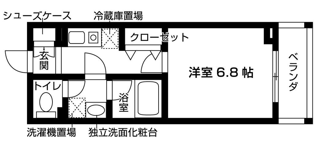 KDXレジデンス津田沼(1K/3階)の間取り写真