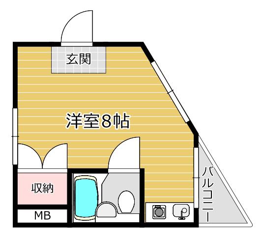 高ビル(ワンルーム/2階)の間取り写真