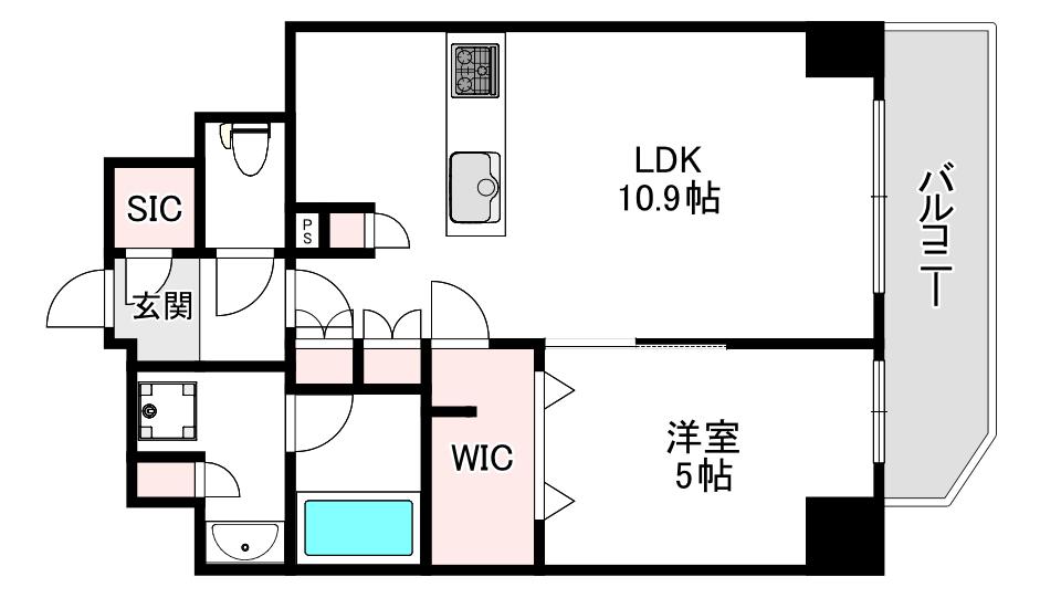 エステムプラザ南船場レジスタ(1LDK/6階)の間取り写真