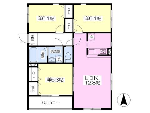 フォルテシモ(3LDK/2階)の間取り写真