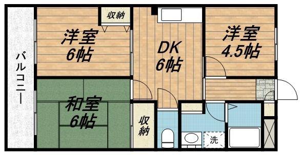 ロイヤルハイツ吉田(3DK/2階)の間取り写真