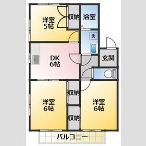 フラットサプレス市川 A(3DK/1階)の間取り写真