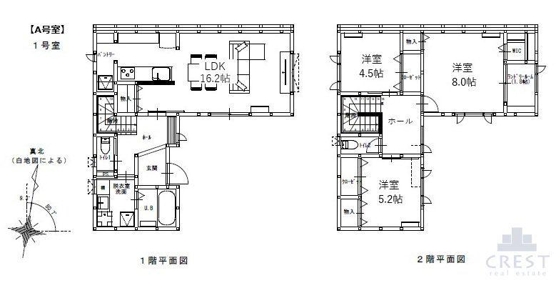 グランメゾンクレスト東吉津I(3LDK/1階)の間取り写真