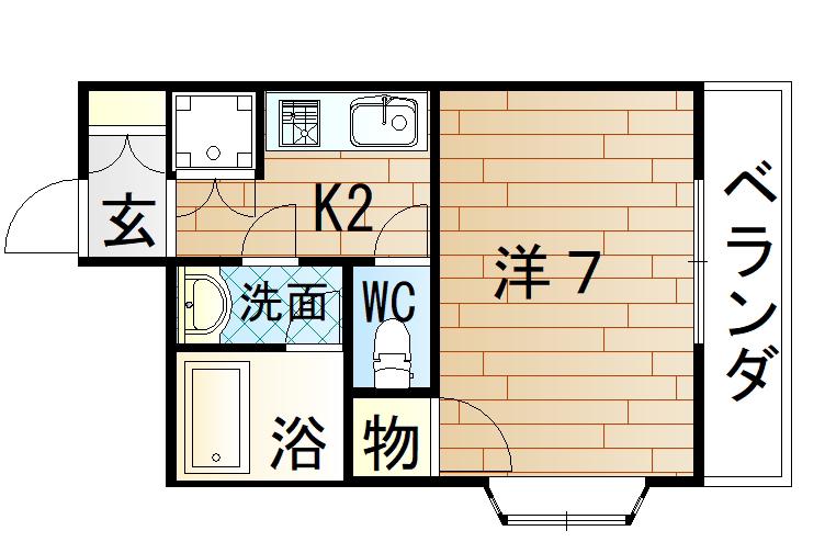 ロマネスク下到津(1K/5階)の間取り写真
