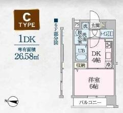 ディオコート長町(1DK/2階)の間取り写真