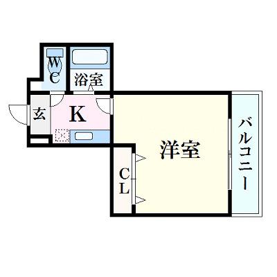 プティハイム本町(ワンルーム/4階)の間取り写真