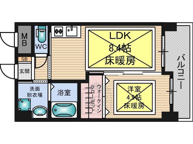 ノルデンハイム江坂Ⅱ(1LDK/11階)の間取り写真