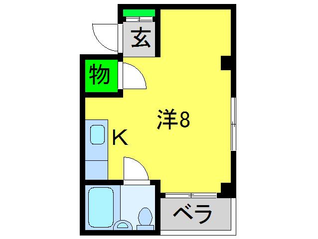 ヴィラ増田(ワンルーム/2階)の間取り写真