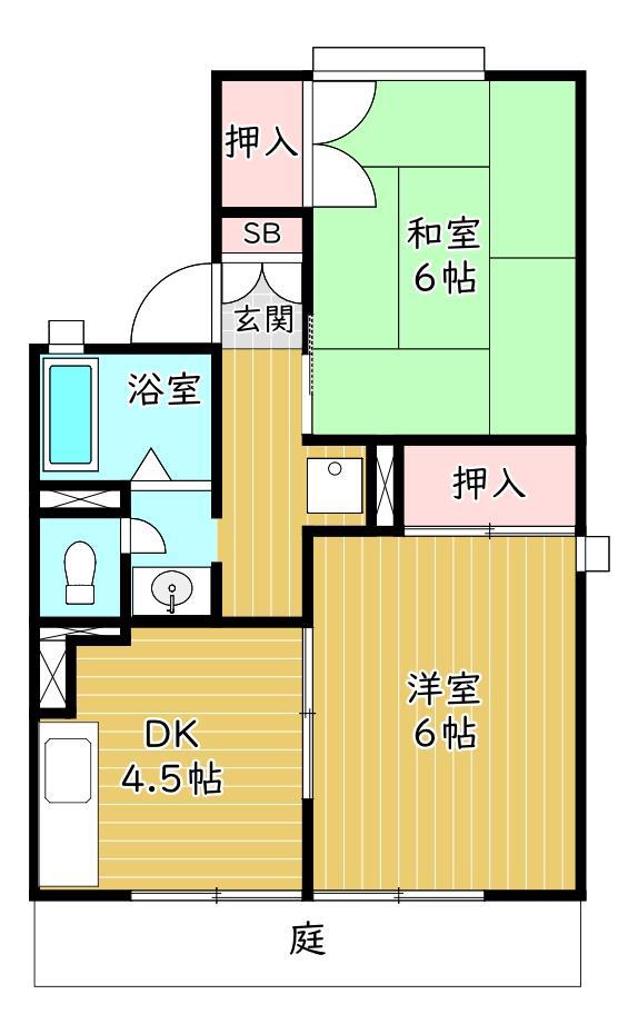 セジュール坂(2DK/1階)の間取り写真