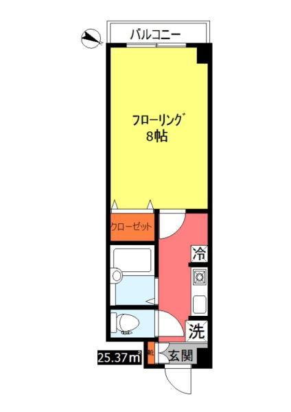 トレス石川台(1K/2階)の間取り写真