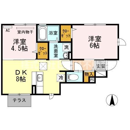 ガルテン(2DK/1階)の間取り写真