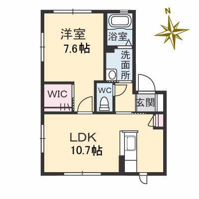 メゾンカリン(1LDK/1階)の間取り写真