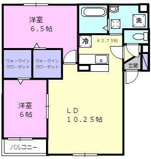 ジラソーレII(2LDK/1階)の間取り写真
