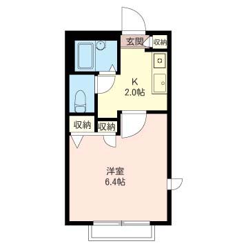 ドミールKEI(1K/2階)の間取り写真