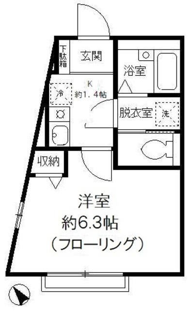 エテルノ弥生(1K/2階)の間取り写真