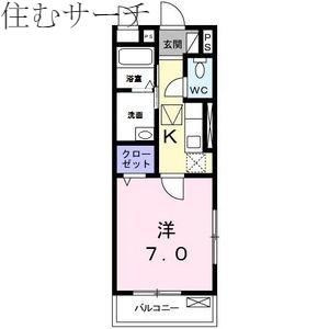 ブルーボンネット(1K/2階)の間取り写真