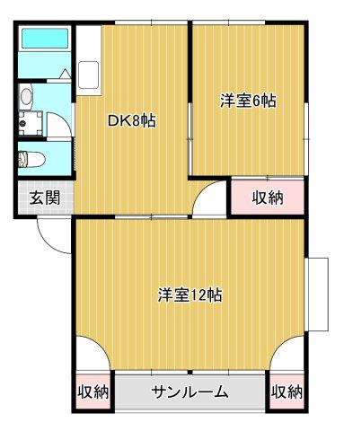 フローラル上越 弐番館(2LDK/2階)の間取り写真