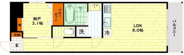 S-MOVE大阪鶴見(1SLDK/3階)の間取り写真
