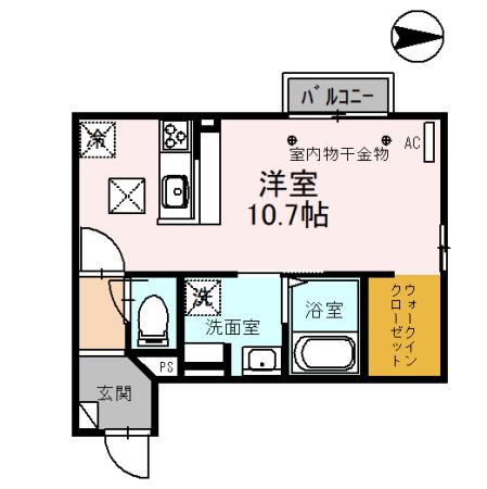 ロワゾブルー(ワンルーム/1階)の間取り写真