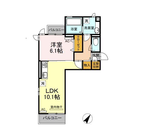 D-ROOM南鳥生(1LDK/3階)の間取り写真