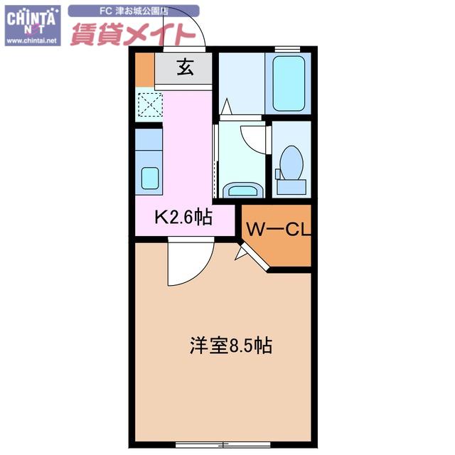 メゾンアズール(1K/1階)の間取り写真