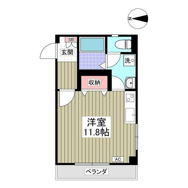 秋澤ビル(ワンルーム/2階)の間取り写真