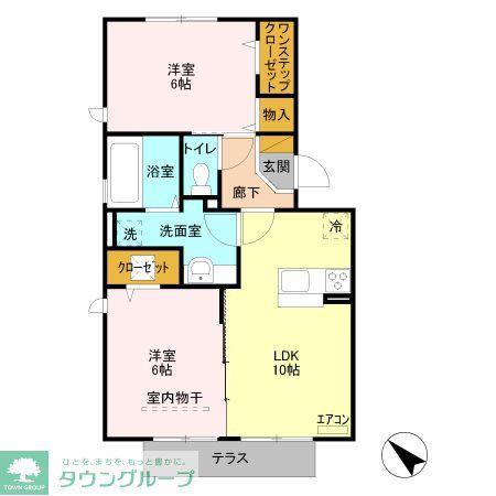イルソーレ吉川美南 アランチャ(2LDK/1階)の間取り写真