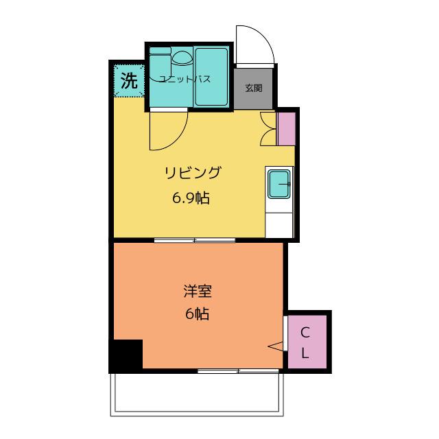 第二若木コーポ(1DK/5階)の間取り写真