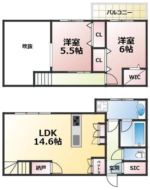 & FUMINOSATO(2LDK/3階)の間取り写真