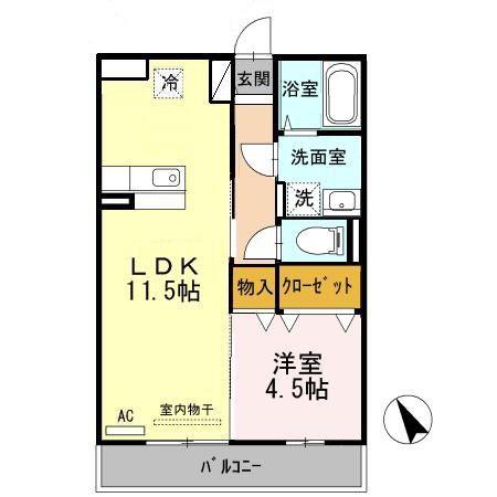 ローゼスポート港町A(1LDK/3階)の間取り写真