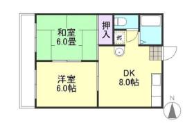 ホワイトマンション吉岡C棟(2DK/1階)の間取り写真