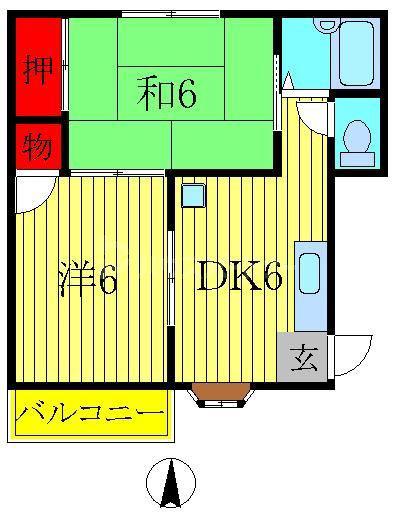 ホーマット金町(2DK/2階)の間取り写真