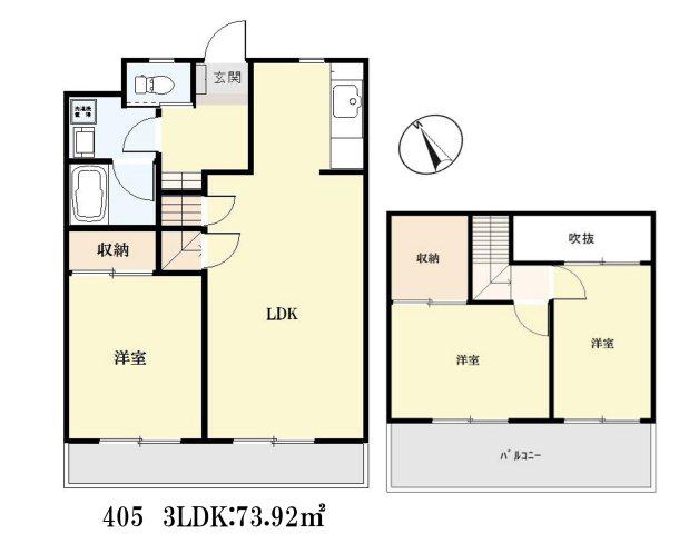 イーストハウス(3LDK/4階)の間取り写真