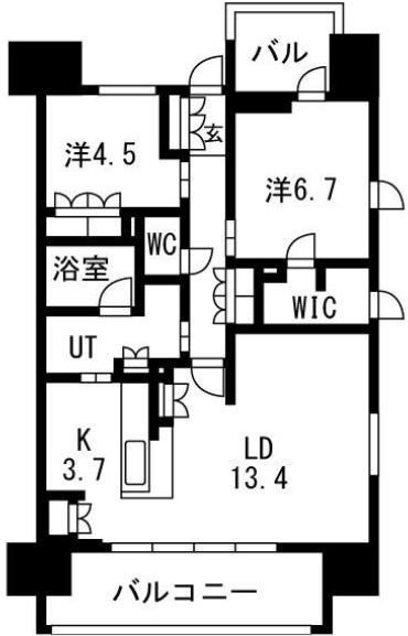 ブランズ北堀江(2LDK/13階)の間取り写真