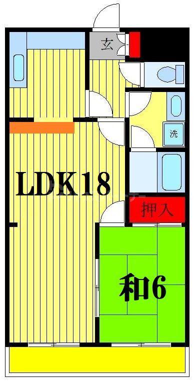 ザ・リージェント三郷(1LDK/4階)の間取り写真