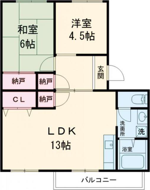 メゾンわかな(2LDK/3階)の間取り写真