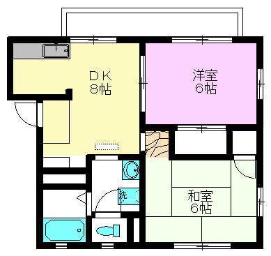 エクセル山崎A(2DK/2階)の間取り写真