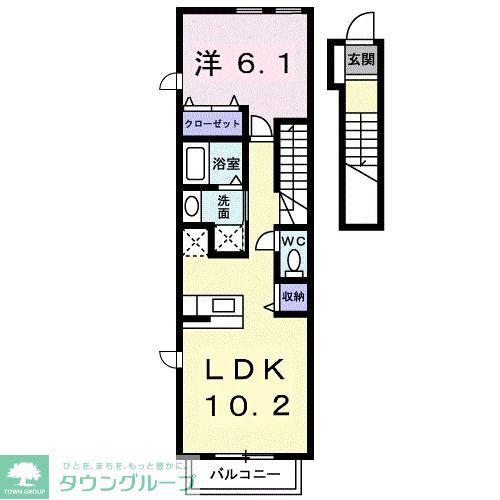 エス・エイ・カーサ(1LDK/2階)の間取り写真