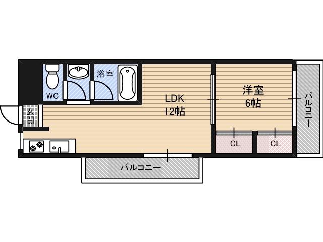 マンション清寿苑(1LDK/6階)の間取り写真