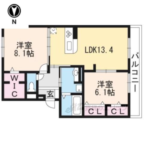 ソレアード嵯峨Ⅱ(2LDK/3階)の間取り写真