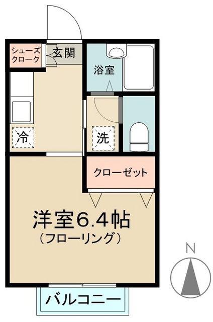 ボヌール(1K/1階)の間取り写真