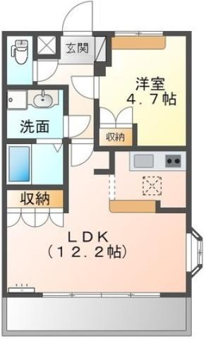 コートヴェール中島田II(1LDK/1階)の間取り写真