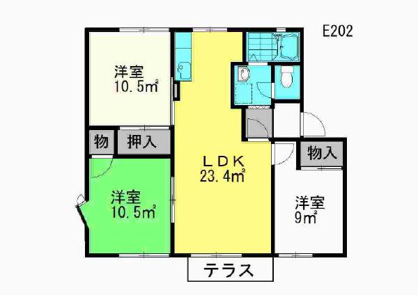 アメニティ住吉E(3LDK/2階)の間取り写真