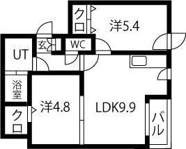 ステラ北円山(2LDK/4階)の間取り写真