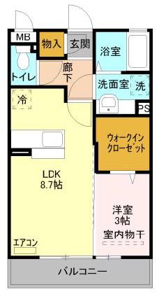 カルチェ B(1LDK/2階)の間取り写真