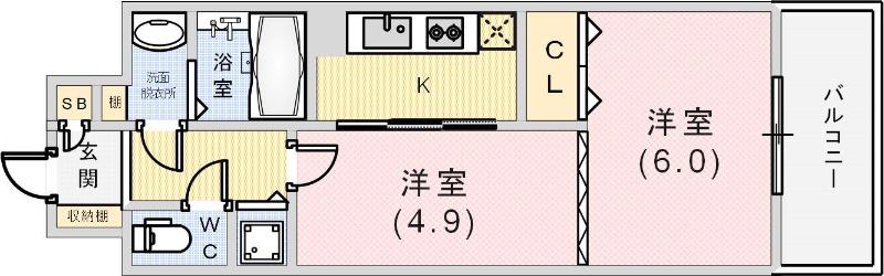 MSレジデンス神戸(1DK/4階)の間取り写真