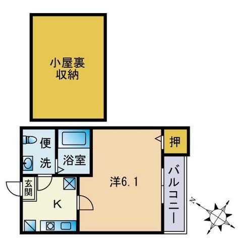エミネント下山門(1K/2階)の間取り写真