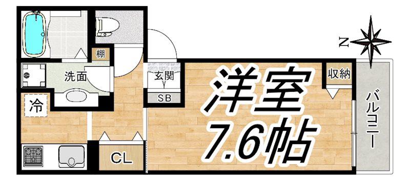 ラ・フォート福島(1K/3階)の間取り写真